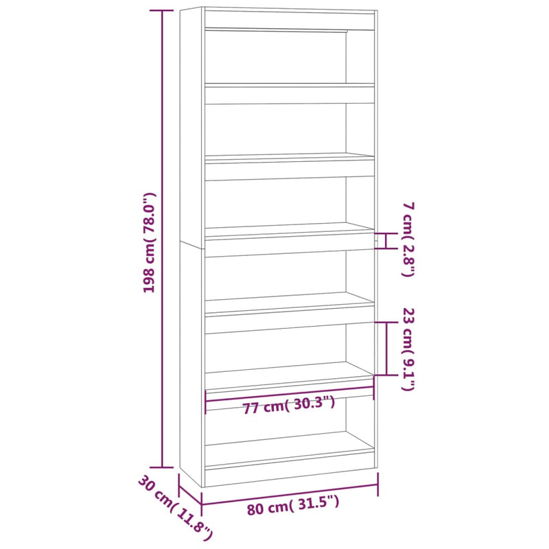 Book Cabinet/Room Divider Black 80x30x198 cm Engineered Wood