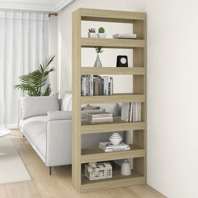 Book Cabinet/Room Divider Sonoma Oak 80x30x198 cm Engineered Wood