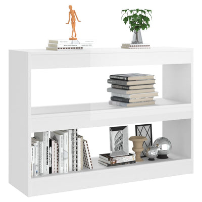 Book Cabinet/Room Divider High Gloss White 100x30x72 cm