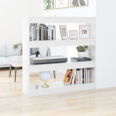 Book Cabinet/Room Divider High Gloss White 100x30x103 cm