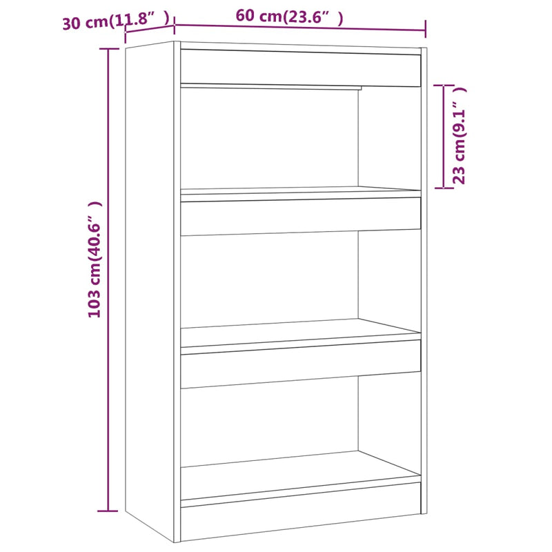 Book Cabinet/Room Divider Grey Sonoma 60x30x103 cm Engineered Wood