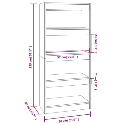 Book Cabinet/Room Divider Grey Sonoma 60x30x135 cm Engineered Wood
