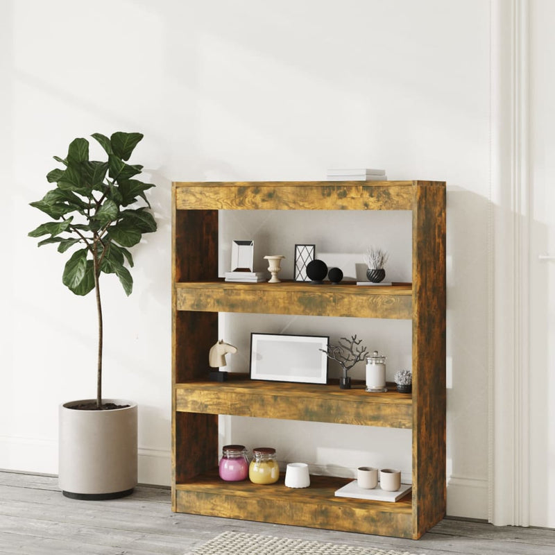Book Cabinet/Room Divider Smoked Oak 80x30x103 cm Engineered wood