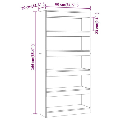 Book Cabinet/Room Divider Brown Oak 80x30x166 cm Engineered Wood