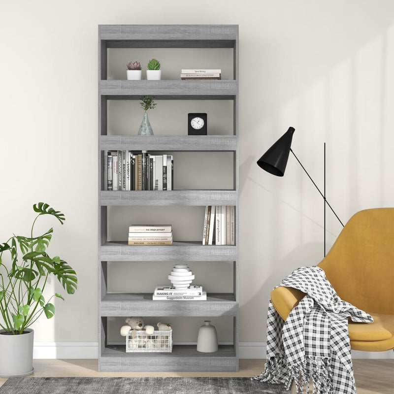 Book Cabinet/Room Divider Grey Sonoma 80x30x198 cm Engineered Wood