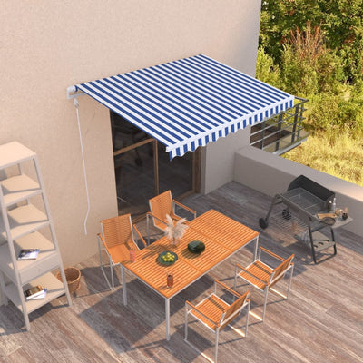 Automatic Retractable Awning 350x250 cm Blue and White