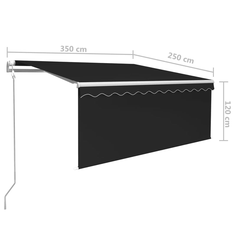 Automatic Retractable Awning with Blind 3.5x2.5m Anthracite