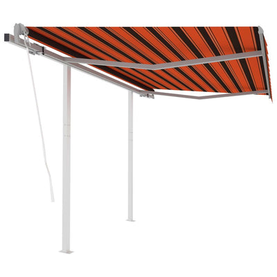 Automatic Retractable Awning with Posts 3x2.5 m Orange&Brown