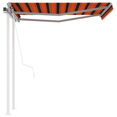 Automatic Retractable Awning with Posts 3x2.5 m Orange&Brown