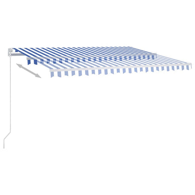 Automatic Retractable Awning with Posts 4x3 m Blue&White