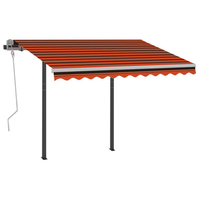 Automatic Retractable Awning with Posts 3x2.5 m Orange & Brown