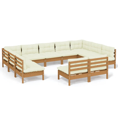 11 Piece Garden Lounge Set with Cushions Honey Brown Pinewood - Payday Deals
