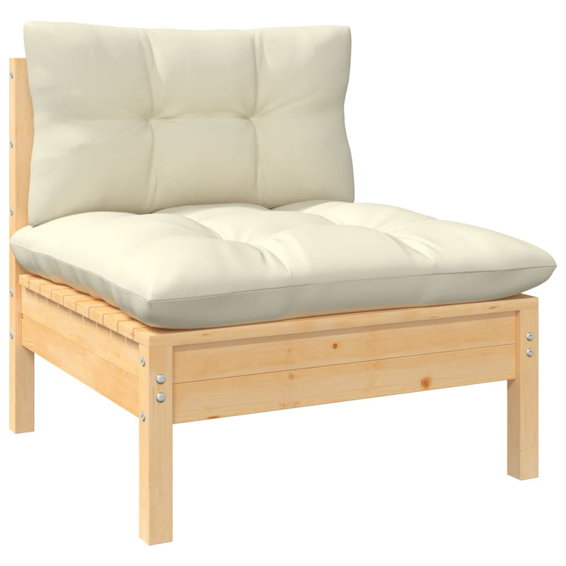 13 Piece Garden Lounge Set with Cream Cushions Pinewood