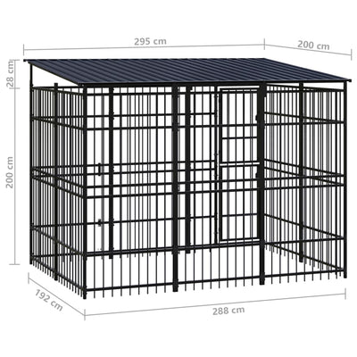 Outdoor Dog Kennel with Roof Steel 5.53 m²