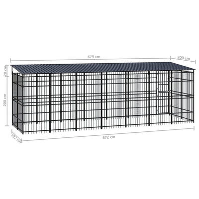 Outdoor Dog Kennel with Roof Steel 12.9 m²