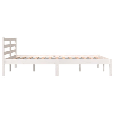 Bed Frame Solid Wood Pine White 137x187 Double Size