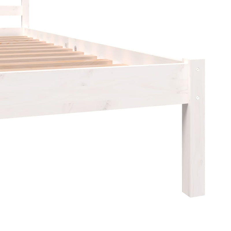 Bed Frame Solid Wood Pine White 137x187 Double Size