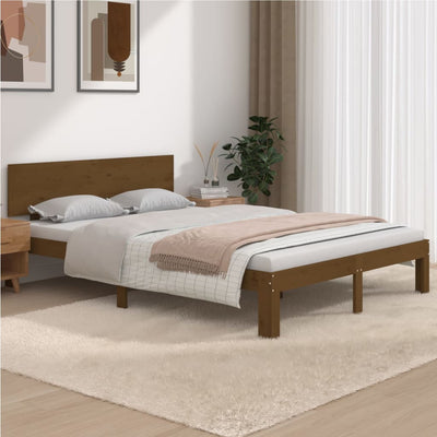 Bed Frame Honey Brown Solid Wood 153x203 cm Queen Size
