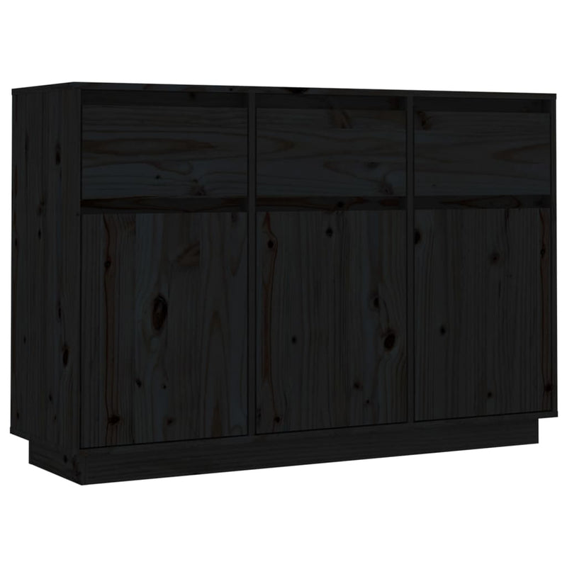 Sideboard Black 110x34x75 cm Solid Wood Pine