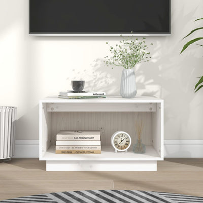 TV Cabinet White 60x35x35 cm Solid Wood Pine