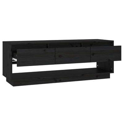 TV Cabinet Black 110.5x34x40 cm Solid Wood Pine