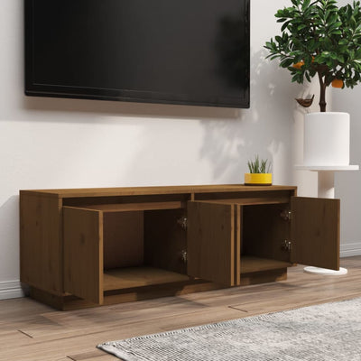 TV Cabinet Honey Brown 110x34x40 cm Solid Wood Pine