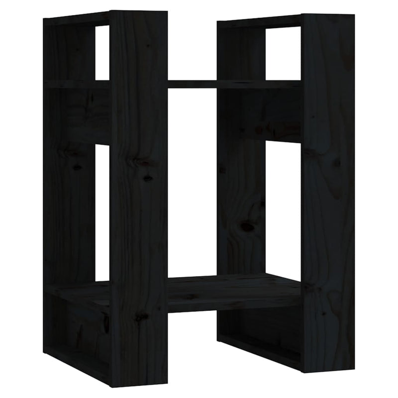 Book Cabinet/Room Divider Black 41x35x57 cm Solid Wood Pine