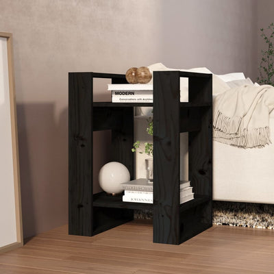 Book Cabinet/Room Divider Black 41x35x57 cm Solid Wood Pine