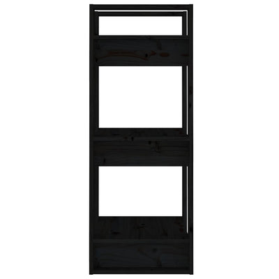 Book Cabinet/Room Divider Black 41x35x91 cm Solid Wood Pine