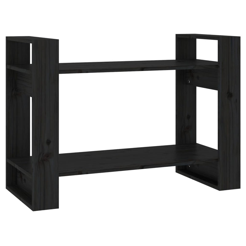 Book Cabinet/Room Divider Black 80x35x56.5 cm Solid Wood Pine