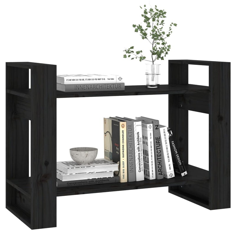 Book Cabinet/Room Divider Black 80x35x56.5 cm Solid Wood Pine
