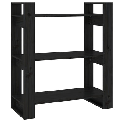 Book Cabinet/Room Divider Black 80x35x91 cm Solid Wood Pine