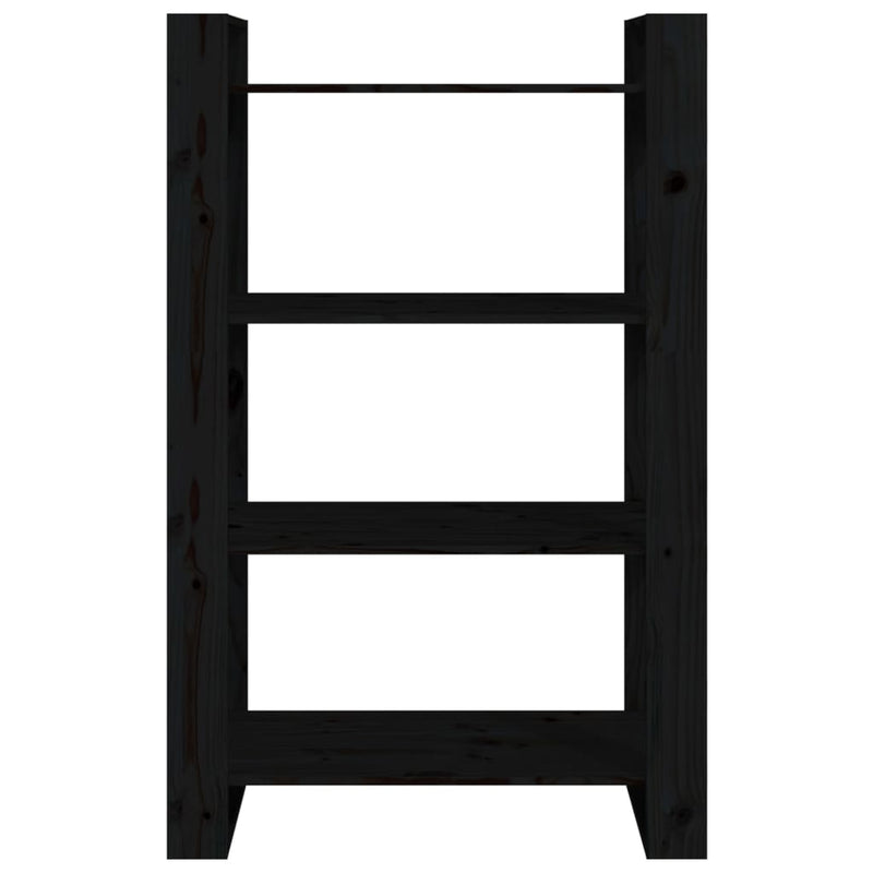 Book Cabinet/Room Divider Black 80x35x125 cm Solid Wood Pine
