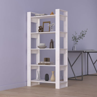 Book Cabinet/Room Divider White 80x35x160 cm Solid Wood