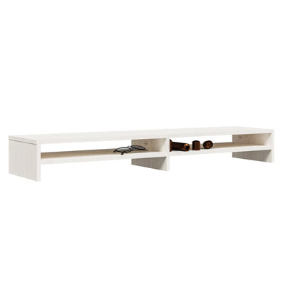 Monitor Stand White 100x24x13 cm Solid Wood Pine