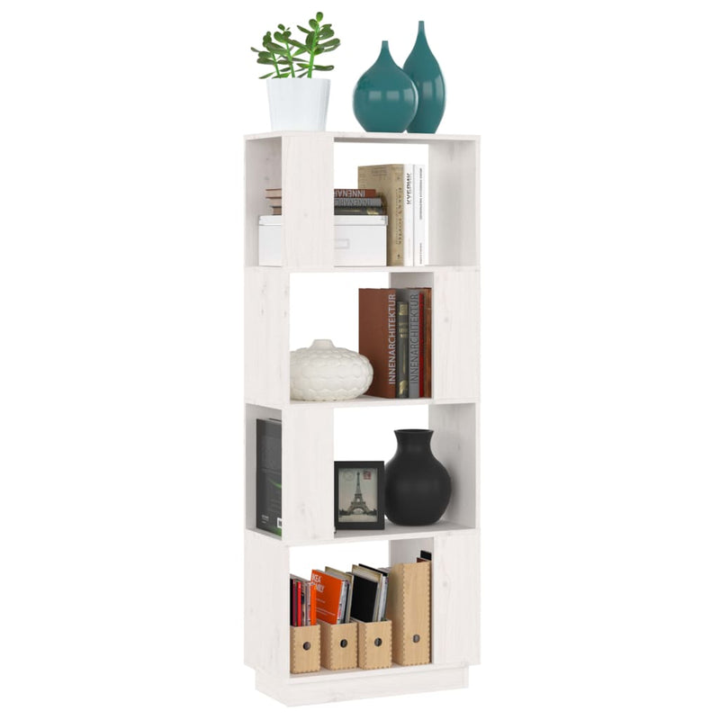 Book Cabinet/Room Divider White 51x25x132 cm Solid Wood Pine