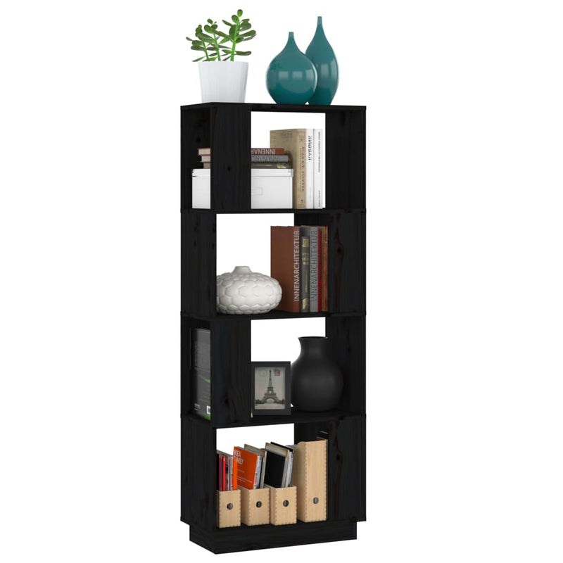 Book Cabinet/Room Divider Black 51x25x132 cm Solid Wood Pine