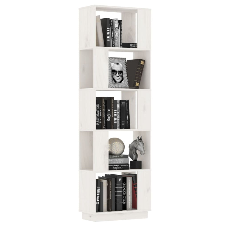 Book Cabinet/Room Divider White 51x25x163.5 cm Solid Wood Pine