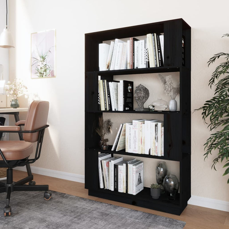 Book Cabinet/Room Divider Black 80x25x132 cm Solid Wood Pine