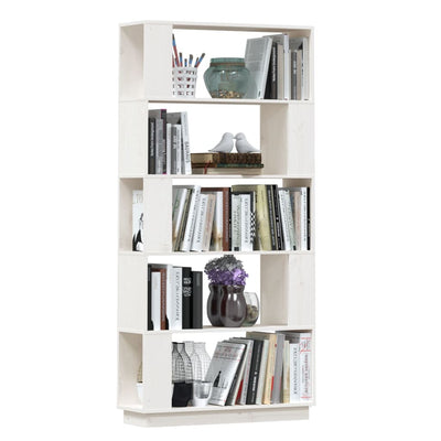 Book Cabinet/Room Divider White 80x25x163.5 cm Solid Wood Pine