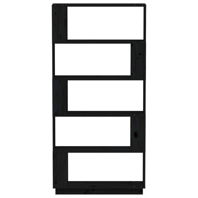 Book Cabinet/Room Divider Black 80x25x163.5 cm Solid Wood Pine