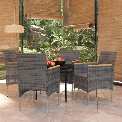 5 Piece Outdoor Dining Set with Cushions Grey and Black - Payday Deals