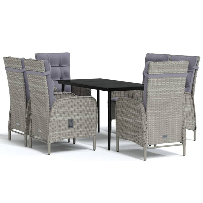 7 Piece Outdoor Dining Set with Cushions Grey and Black - Payday Deals