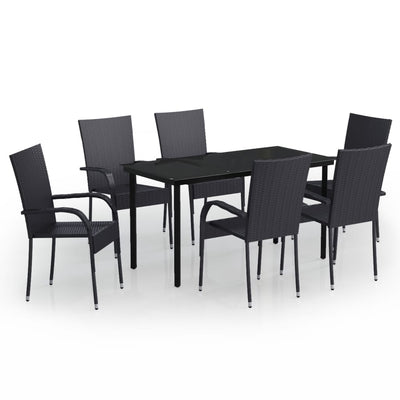 7 Piece Outdoor Dining Set Black - Payday Deals