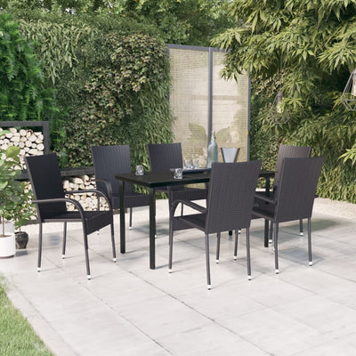 7 Piece Outdoor Dining Set Black - Payday Deals