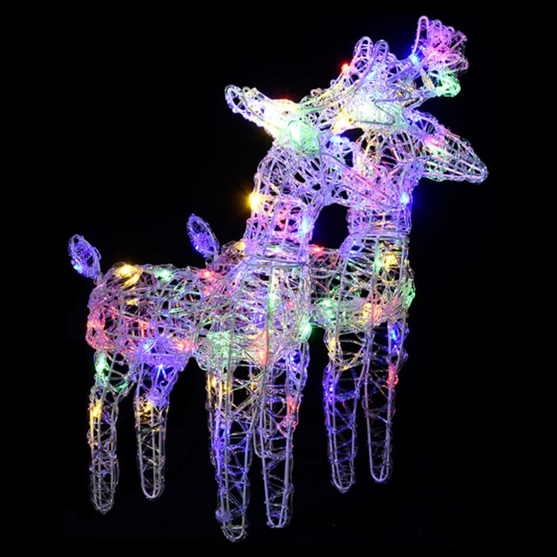 Christmas Reindeers 2 pcs Multicolour 80 LEDs Acrylic