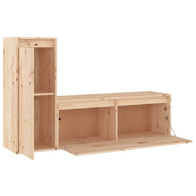 TV Cabinets 2 pcs Solid Wood Pine