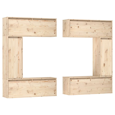 TV Cabinets 6 pcs Solid Wood Pine