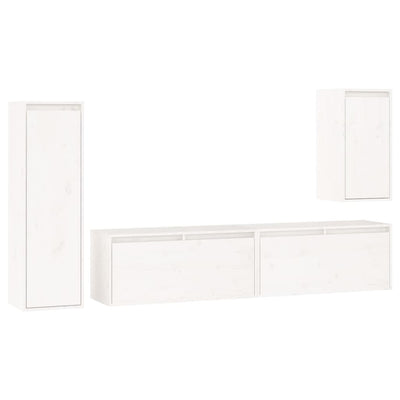 TV Cabinets 4 pcs White Solid Wood Pine
