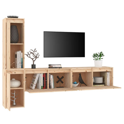 TV Cabinets 4 pcs Solid Wood Pine
